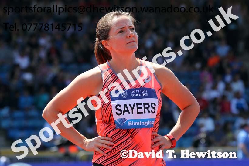 Goldie Sayers (GB), womens javelin, IAAF Diamond League, Birmingham. Photo: David T. Hewitson/Sports for All Pics